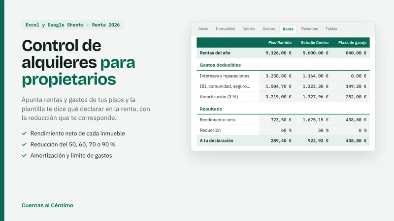 Vista de la plantilla Control de alquileres para propietarios